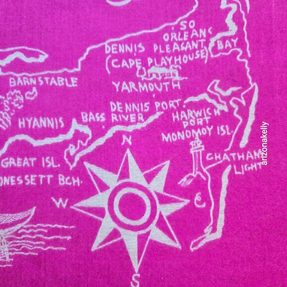 RARE J. Crew *PINK* Wool Scarf Cape Cod Map Massachusetts Beach Provincetown - Picture 8 of 13